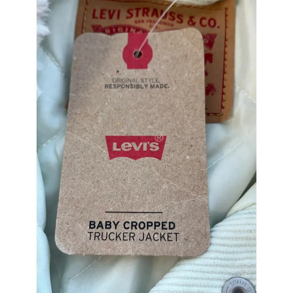 Levis Strauss & Co. Womens XL Light Green Baby Baggy Cropped Trucker Jacket NEW - Picture 7 of 10